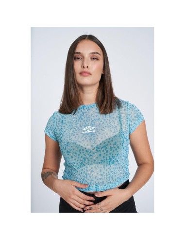 Camiseta Umbro Mujer Mesh Crop Animal Print Turquesa