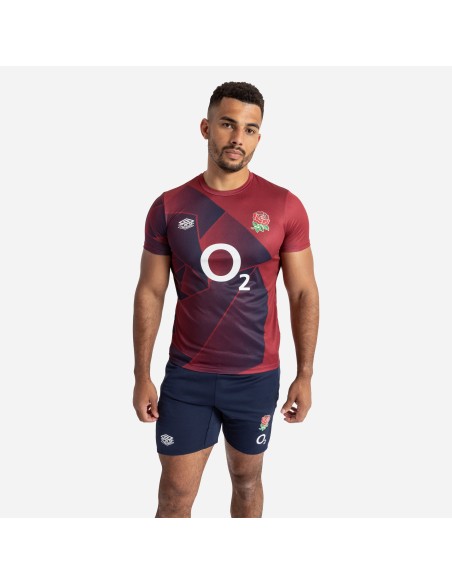 Camiseta Umbro England Rugby 23-24 Warm Up Jersey (O2) Tibetan Red / Navy Blazer