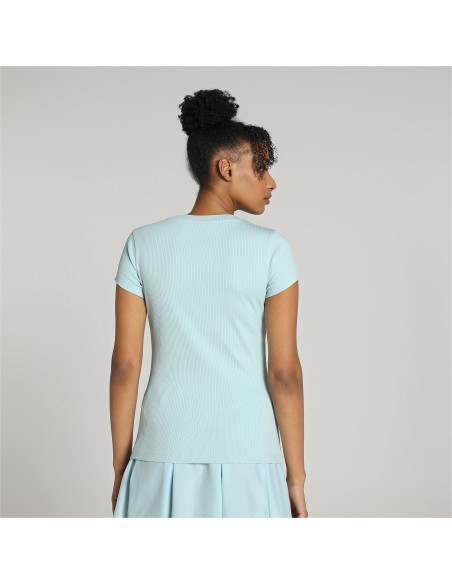 Camiseta Puma Mujer Classic Ribbed Slim Azul
