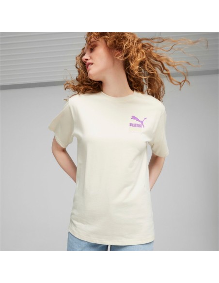 Camiseta Puma Mujer Classic Brand Love Relaxed Graphic Blanca