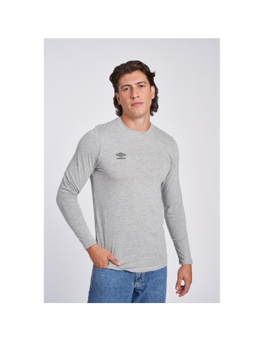 CAMISETA UMBRO FW SMALL LOGO LS TEE GREY MARL / BLACK