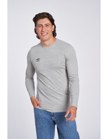 CAMISETA UMBRO FW SMALL LOGO LS TEE GREY MARL / BLACK