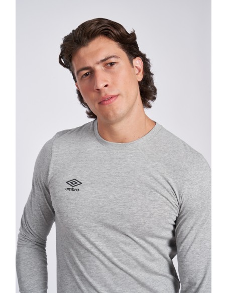 CAMISETA UMBRO FW SMALL LOGO LS TEE GREY MARL / BLACK