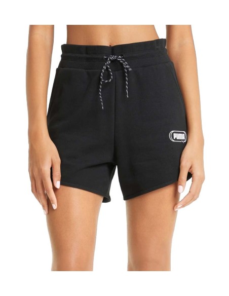 Shorts Puma Mujer Rebel 4" High Waist Negro