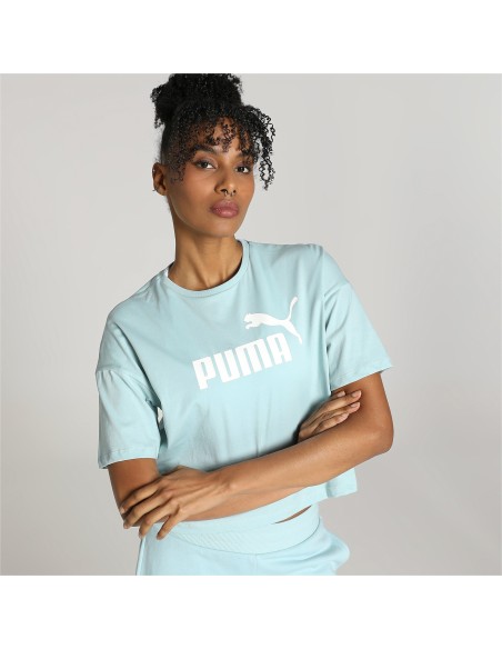 Camiseta Puma Mujer Ess Cropped Logo Azul