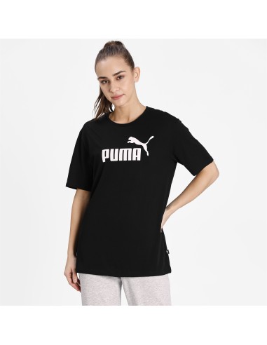 Camiseta Puma Mujer Ess Logo Boyfriend Negra