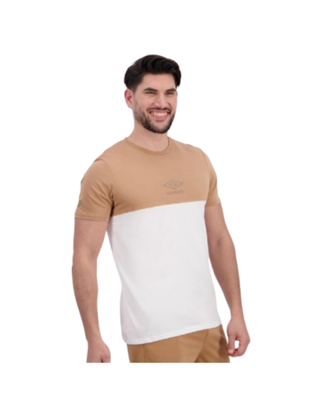 Camiseta Umbro Hombre Serpens Beige y Blanca