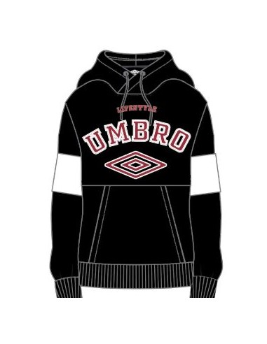 SUDADERA UMBRO TALA HOODIE - JUNIOR - BLACK / WHITE / CHILLY PEPPER