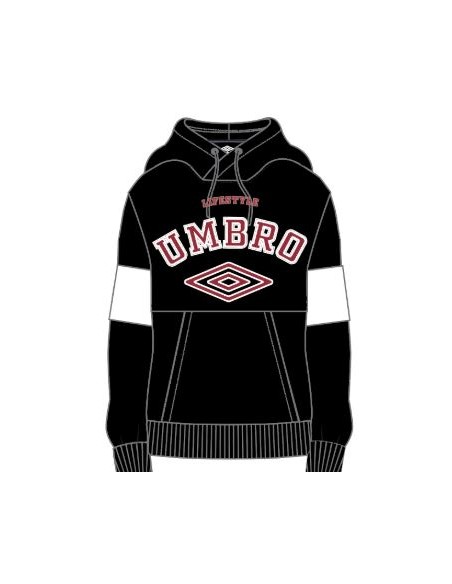 SUDADERA UMBRO TALA HOODIE - JUNIOR - BLACK / WHITE / CHILLY PEPPER