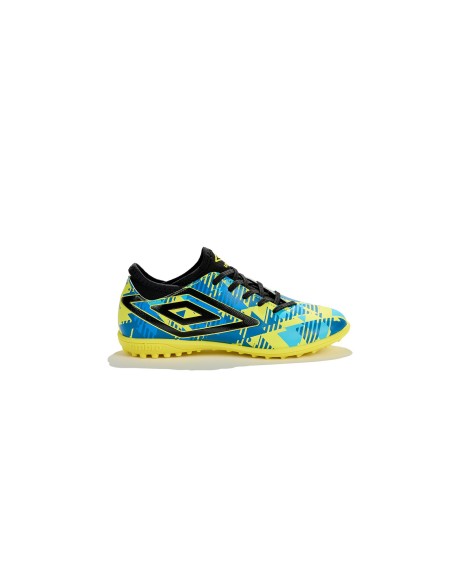 BOTA DE FÚTBOL UMBRO FORMATION III TF - JNR  YELLOW ZEST / BLACK / MID BLUE / PALE BLUE