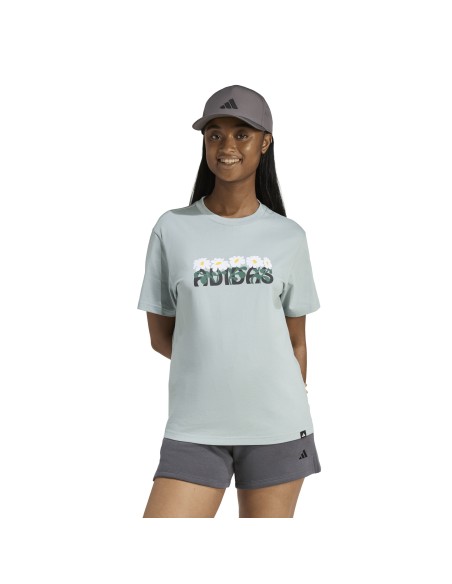 Adidas Soft Side celeste - Camiseta casual deportiva de mujer