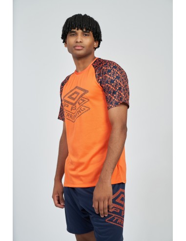 Camiseta Umbro Pro Training Active Graphic Sleeve Jersey Vermillion Orange / Dark Navy