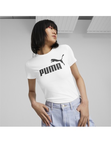 Camiseta Puma Mujer Ess Slim Logo Blanca