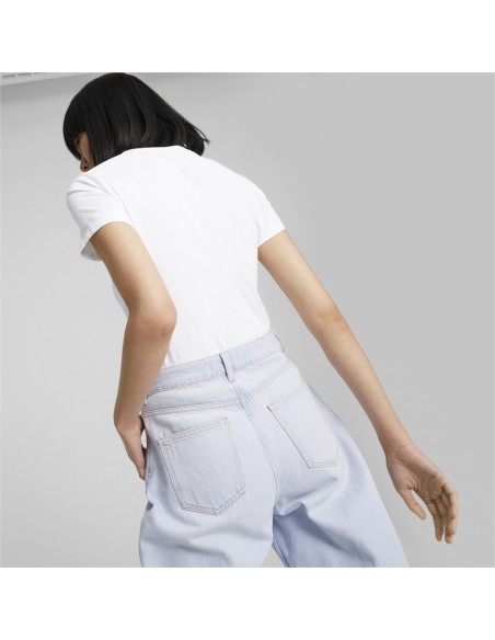Camiseta Puma Mujer Ess Slim Logo Blanca