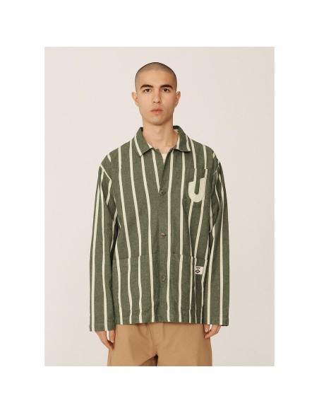 CHAQUETA UMBRO YMC Striped Refs Jacket Rain Forest / Cannoli Cream