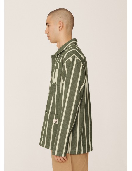 CHAQUETA UMBRO YMC Striped Refs Jacket Rain Forest / Cannoli Cream