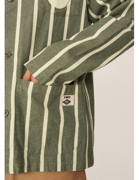 CHAQUETA UMBRO YMC Striped Refs Jacket Rain Forest / Cannoli Cream