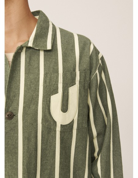 CHAQUETA UMBRO YMC Striped Refs Jacket Rain Forest / Cannoli Cream